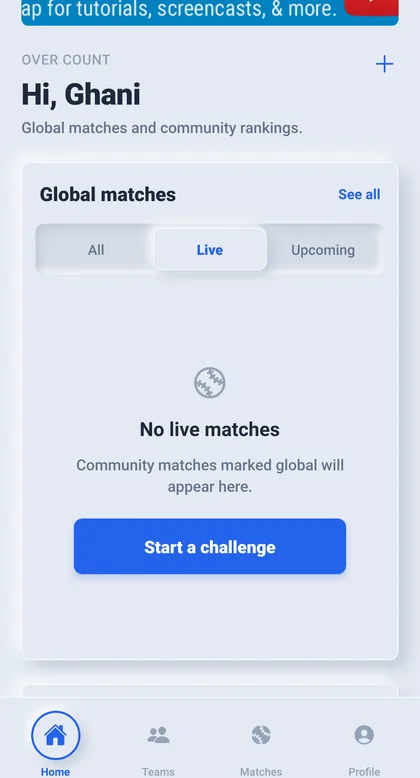 Over Count live matches view